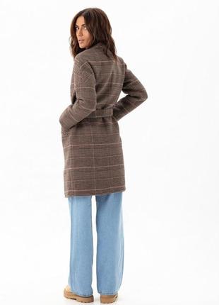Premium quality, пальто женское  демисезонное оверсайз, 70% шерсть, шерстяное в клетку средней длины5 фото