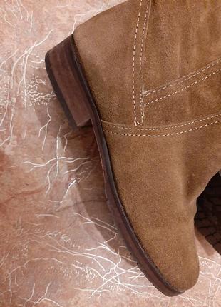 Чоботи черевики сапоги теплі замшеві на широку ікру рижі коричневі зима зуьро замш шкіра високі3 фото