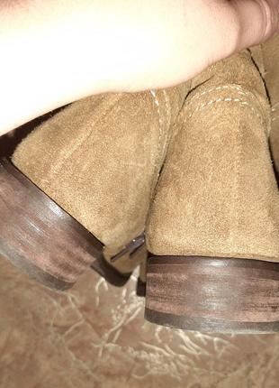 Чоботи черевики сапоги теплі замшеві на широку ікру рижі коричневі зима зуьро замш шкіра високі2 фото