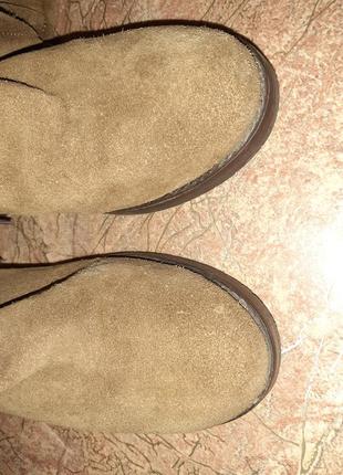 Чоботи черевики сапоги теплі замшеві на широку ікру рижі коричневі зима зуьро замш шкіра високі7 фото