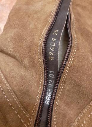 Чоботи черевики сапоги теплі замшеві на широку ікру рижі коричневі зима зуьро замш шкіра високі4 фото