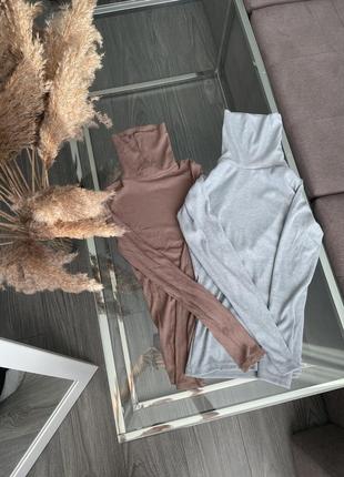 Водолазка джемпер гольф серый/карамельный цвет рубчик как zara