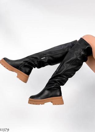 Шкіряні ботфорти високі чоботи з натуральної шкіри кожаные ботфорты высокие сапоги натуральная кожа2 фото
