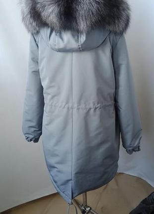 Жіноча парка куртка з натуральним хутром чорнобурки розміри 42 -605 фото