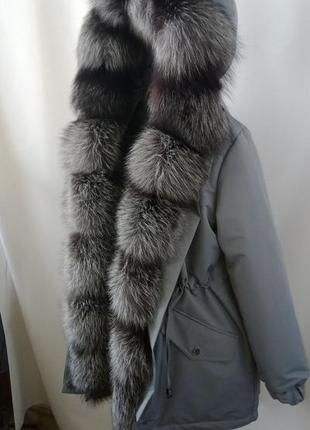 Жіноча парка куртка з натуральним хутром чорнобурки розміри 42 -603 фото