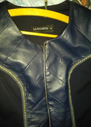 Новый пиджак комбинированный кож.зам+ткань турция1 фото