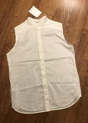 Стильная белая блузка без рукавов, р. 38/м9 фото