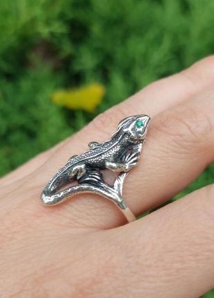 Срібна каблучка тотем саламандра, ящірка, серебряное кольцо саламандра 9255 фото