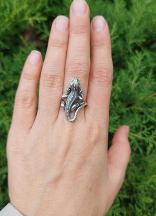 Срібна каблучка тотем саламандра, ящірка, серебряное кольцо саламандра 9256 фото