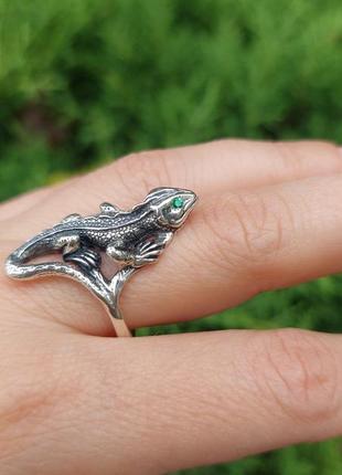 Срібна каблучка тотем саламандра, ящірка, серебряное кольцо саламандра 9252 фото