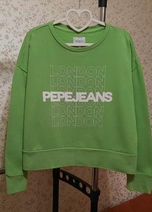 Свитшот pepe jeans  london р. s m l хлопок трикотаж на флисе оверсайз5 фото