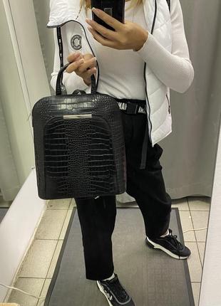 Рюкзак шкіряний а4 молочний рюкзак світлий рюкзак рюкзак жіночий каркасний рюкзак під рептилію італійський рюкзак5 фото