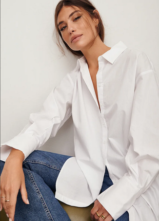 Белая рубашка na-kd оверсайз xs-s_m