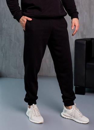 Теплі спортивні штани-джогери — чорний колір