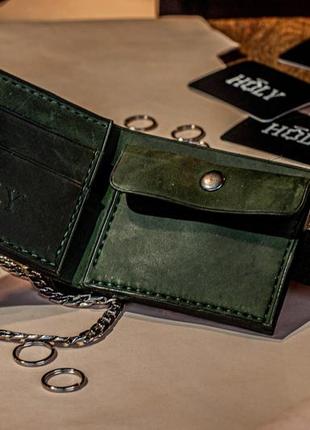 Кожаное портмоне кошелек с отделением для мелочи ручной работы бумажник с монетницей1 фото