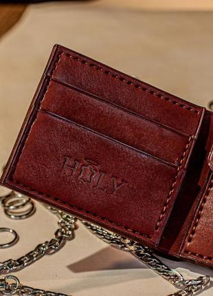 Кожаное портмоне кошелек с отделением для мелочи ручной работы бумажник с монетницей3 фото