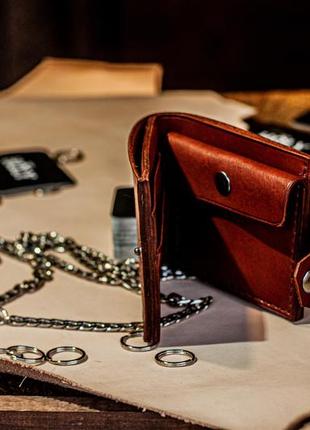 Кожаное портмоне кошелек с отделением для мелочи ручной работы бумажник с монетницей4 фото