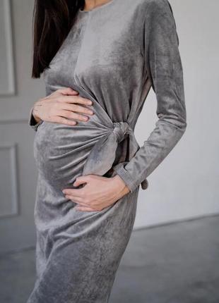 Сукня для вагітних та годуючих з секретом годування сіра (серое платье для беременных и кормящих)3 фото