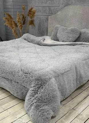 Очень тёплое зимнее одеяло меховое холлофайбер/теплющее одеяло мех холлофайбер, самое тёплое одеяло, меховый плед