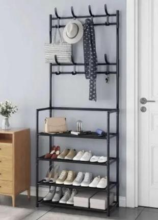 Напільна вішалка для одягу new simple floor clothes rack size з полками і гачками3 фото