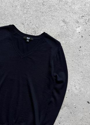Uniqlo v-neck 100% wool шерстяний светр, лонгслів2 фото