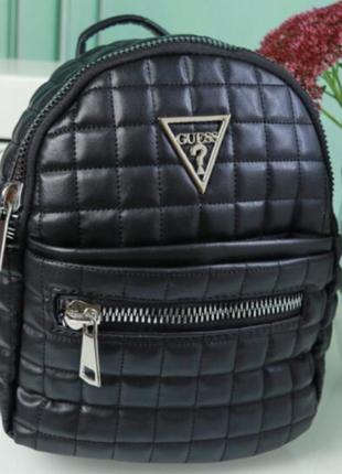 Рюкзак у стилі  guess стеганий чорний lux якість
