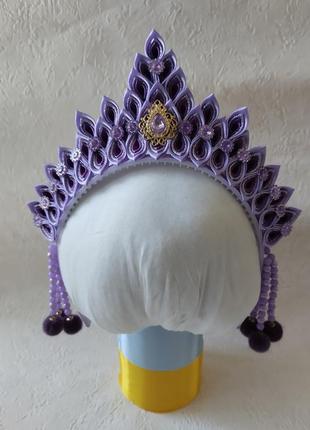 Фіолетова бузкова корона обруч обідок. сніжинка, снігуронька, метелик, фея, весна, новий рік