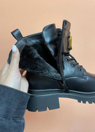 Женские зимние сапоги ботинки с пряжкой на меху зима под бренд3 фото