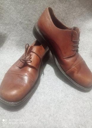 Х11. кожанные мощные фирменные коричневые мужские туфли полуботинки шкіра шкіряні2 фото