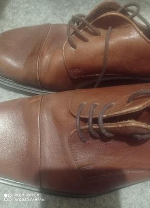 Х11. кожанные мощные фирменные коричневые мужские туфли полуботинки шкіра шкіряні4 фото