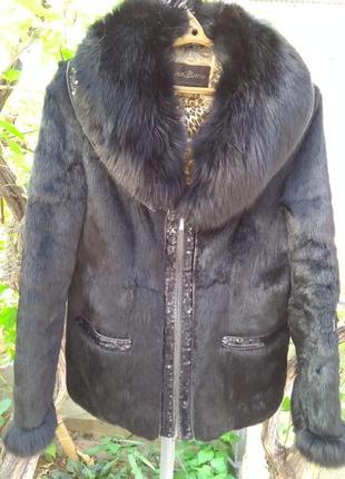 Кожушок куртка кролик з песцом розмір 46 48