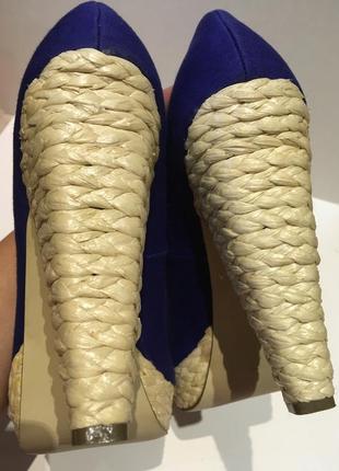 Синие туфли с открытым носком h&m размер 39 стелька 25 см5 фото