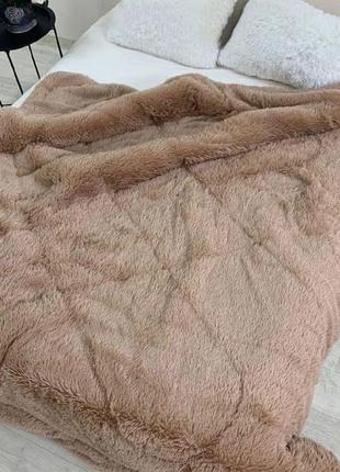 Очень тёплое зимнее одеяло меховое холлофайбер/теплющее одеяло мех холлофайбер, самое тёплое одеяло, меховый плед7 фото