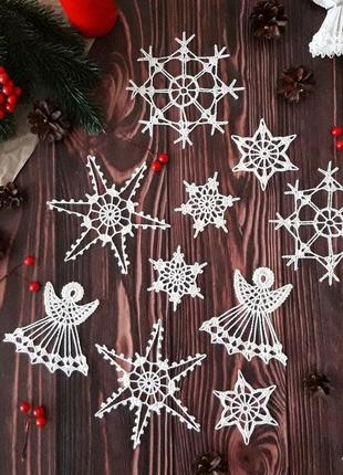 В'язані сніжинки новорічний декор