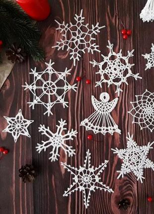 В'язані сніжинки новорічний декор