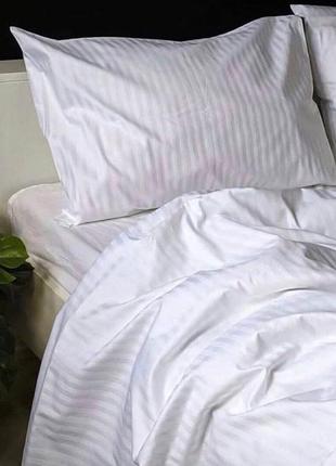 Комплект качественного постельного белья страйп сатин простынь на резинке, натуральное постельное белье сатин хлопок8 фото