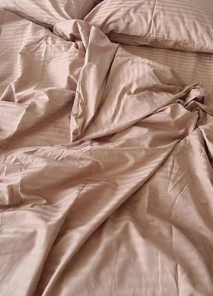 Комплект качественного постельного белья страйп сатин простынь на резинке, натуральное постельное белье сатин хлопок9 фото