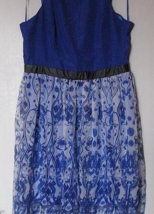 Нарядное платье синее с пышной юбкой