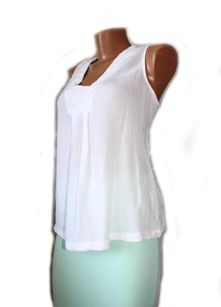 Блуза топ жатка белая с красивой ажурной треугольной горловиной, индия, 142 фото