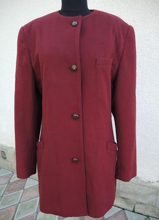 Жакет / подовжений піджак / пальто бордо з ґудзиками під шкіру, goldix, 42