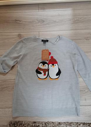 Легкий светер з нашивкою з пінгвінами