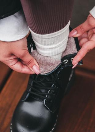 Зимові жіночі черевики dr.martens, женские зимние ботинки доктор мартинс8 фото