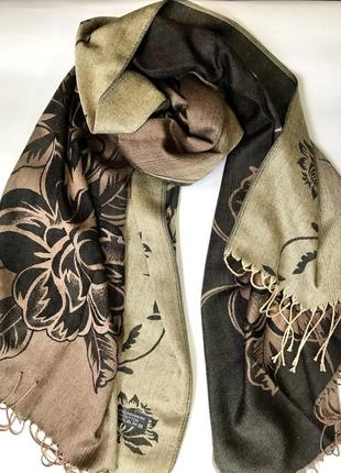 Шарф пашміна бежево-чорний