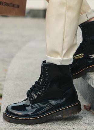 Зимові жіночі черевики dr.martens patent, женские зимние ботинки доктор мартинс2 фото