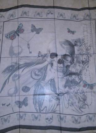 Красивый,большой платок,готика,черепушка,ключи,бабочки,перья, miss selfridge