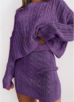 Костюм жіночий двійка (в’язаний светр + спідниця)2 фото