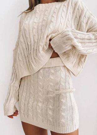 Костюм жіночий двійка (в’язаний светр + спідниця)3 фото