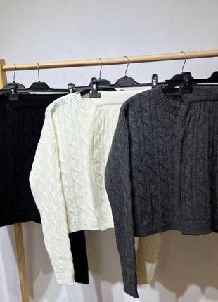 Костюм жіночий двійка (в’язаний светр + спідниця)10 фото
