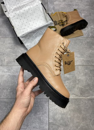 Dr martens jadon жіночі високі осінні чоботи бежеві мартінс