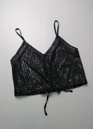 Топ полупрозрачный в пайетках на бретелях